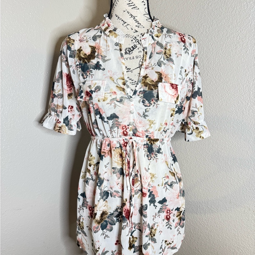 Floral Print Tie-Waist Dress
